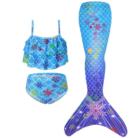 Muxiin Mermaid Swimsuit With Tail For Girls Mermaid Tail Sling Bikini Fishscale Pieces