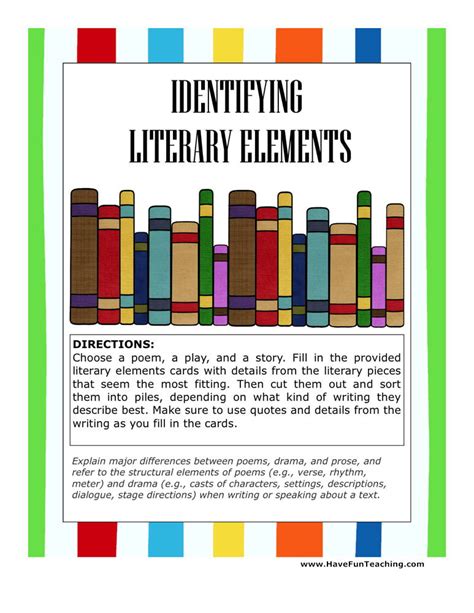 Identifying Literary Elements Activity Have Fun Teaching