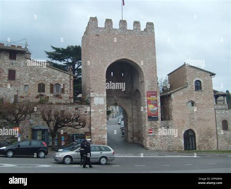 Assisi Italy December 1 2007 Ancient Buildings And Gates In The City Of Assisi Umbria Italy