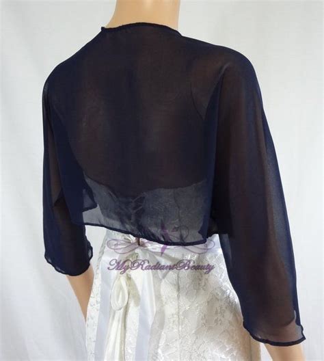 Navy Blue Chiffon Jacket Wedding Bolero Silk Jacket Wedding Wrap