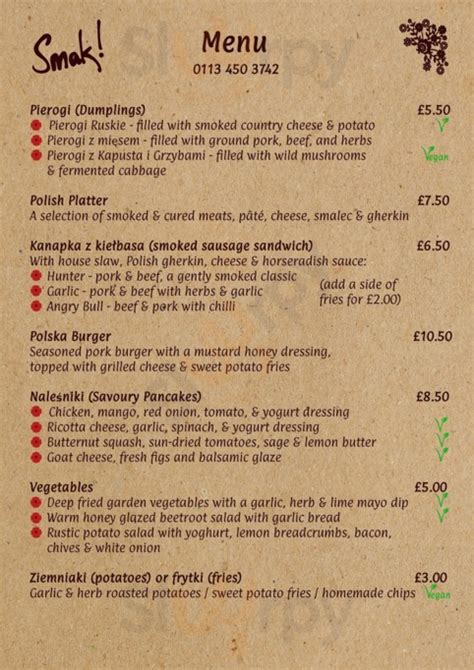 Smak The Polish Kitchen Leeds 372 Kirkstall Road Menu And Prices