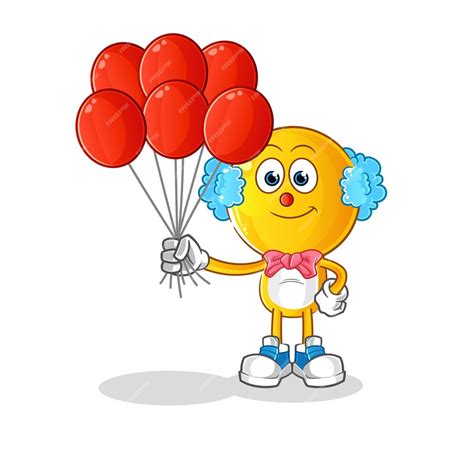 Смайлик голова мультяшный клоун с воздушными шарами векторный ...