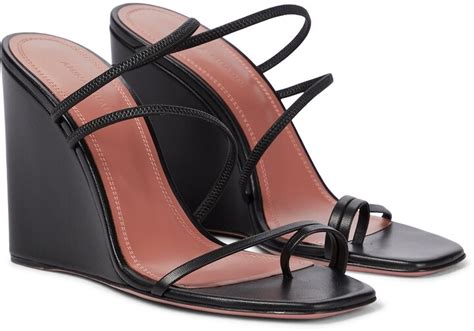 Amina Muaddi Naima Leather Wedge Sandals Shopstyle