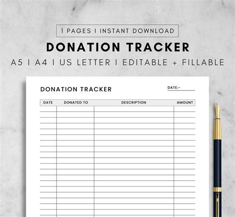 Donation Tracker Printable Tithe Tracker Giving Log Etsy In