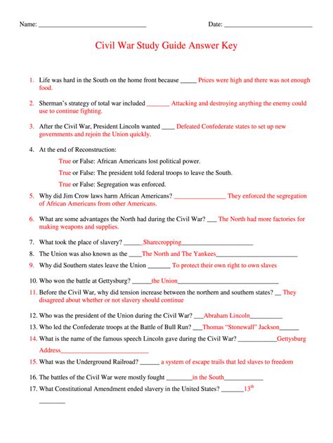Civil War Reconstruction Icivics Answer Key