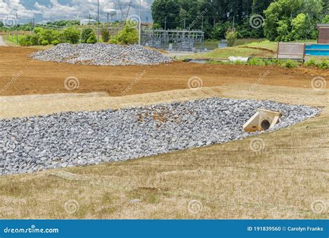 Rock Lining Drainage Ditch Under Construction Stock Photo Image Of
