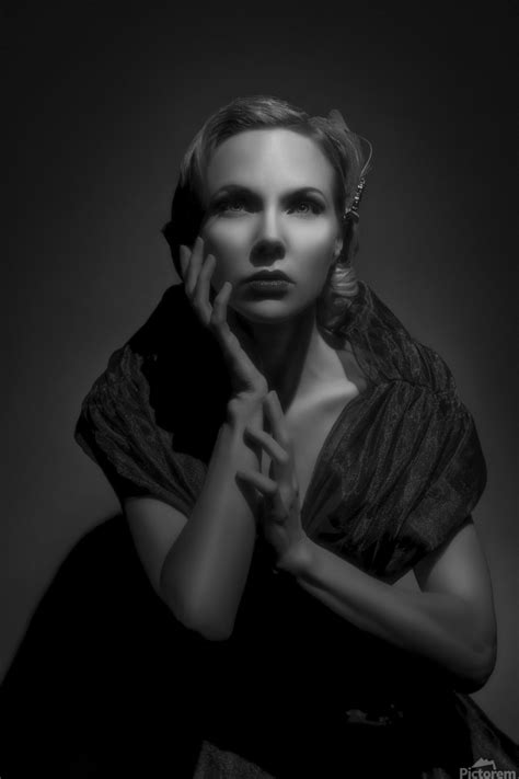 Dramatic Black And White Portrait Of A Young Blonde Glamourous Woman