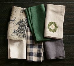 Rustic Wreath Embroidered Cotton Linen Napkins Set Of 4 Pottery Barn