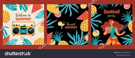 Illustration Set Summer Beach Party Banner Stock Vector Royalty Free