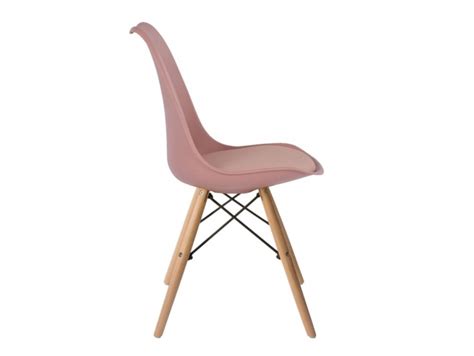Silla Color Rosa Nude Con Patas Madera