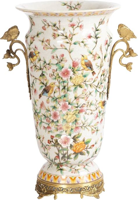 Ваза на ножке с ручками белая, бронза 29х21х39 см - купить за 23297 руб ...