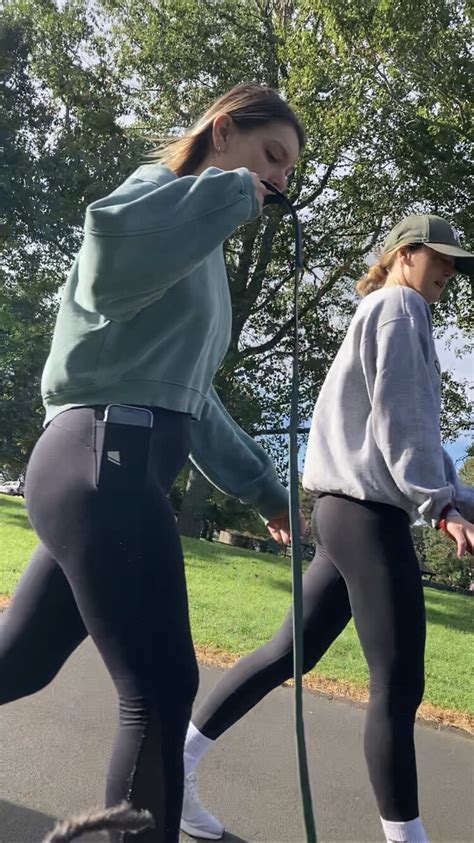 Blonde Pawgs Out For Walkies In Black See Thru Leggings Spandex Leggings Yoga Pants Forum