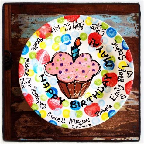 Birthday Plate Signed By Guests At A Paint Your Own Pottery Party At