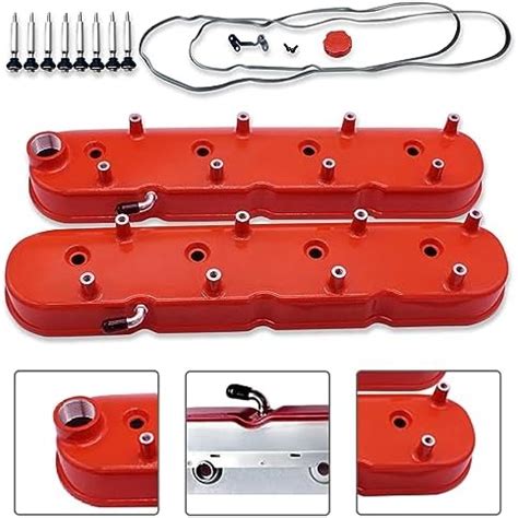 Amazon DEMOTOR PERFORMANCE Tall Aluminum Valve Covers Red With