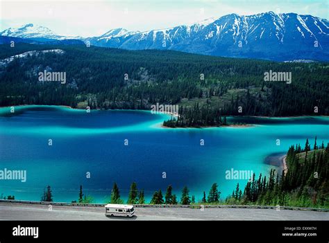 Beautiful Blue Muncho Lakealaska Highwaybritish Columbia Stock Photo