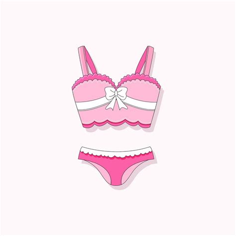 Girly Pink Underwear Doll Clothes Cartoon Lingerie Vector