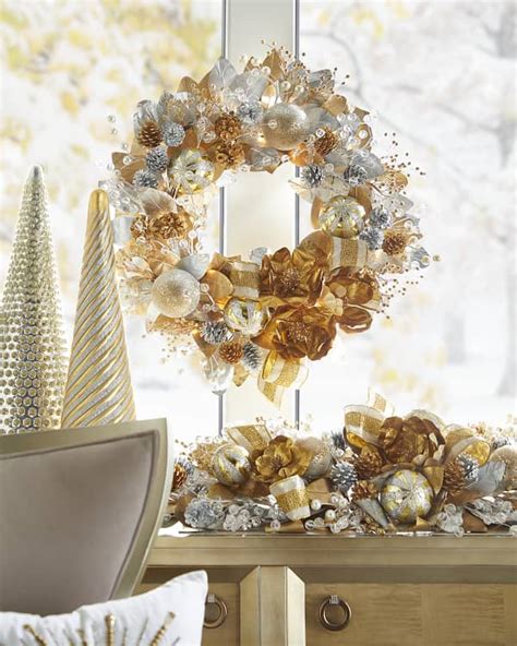 Neiman Marcus Gold Christmas Pre Lit Wreath 28 Neiman Marcus