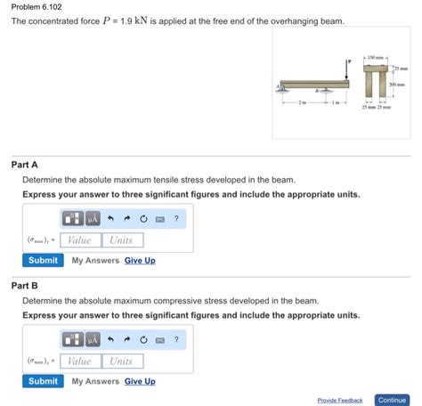 Solved The concentrated force P = 1.9 kN is applied at the | Chegg.com 