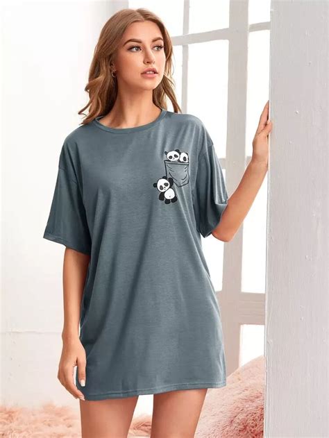 Panda Print Nightdress Shein Usa Night Dress Trendy Dresses Clothes