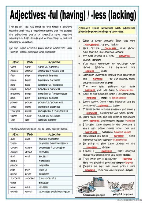 Suffixes Ful And Less Exercises