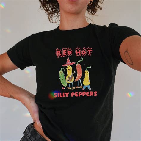 Red Hot Silly Peppers Baby Tee Grunge Clowncore Shirt Weirdcore Clothing Soft Grunge Shirt