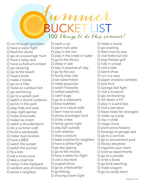 Fun Things To Put On Your Bucket List at Christopher Lewis blog