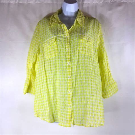 Croft And Barrow Tops Croft Barrow Womans Blouse Sz Xl Yellow Plaid