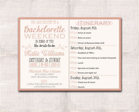 Free Bachelorette Party Itinerary Template