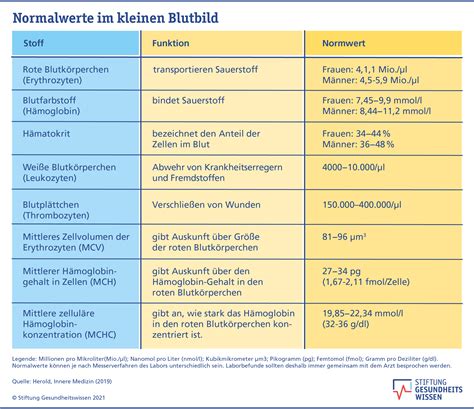 Wichtige Laborwerte Stiftung Gesundheitswissen