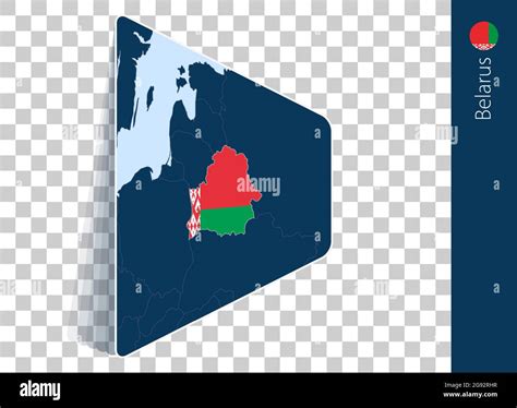 Belarus Map And Flag On Transparent Background Highlighted Belarus On