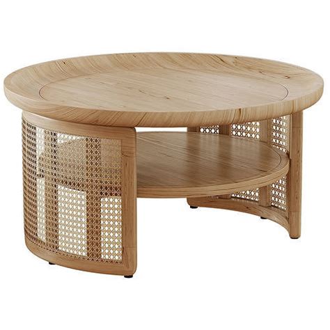 Japandi Round Wood Coffee Table D Model Cgtrader