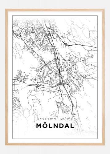 Buy Map Mölndal White Poster here BGAFRAMES EU