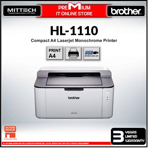 Brother Mono Laserjet Printer A4 Hl 1110 Toner Included Wired Only