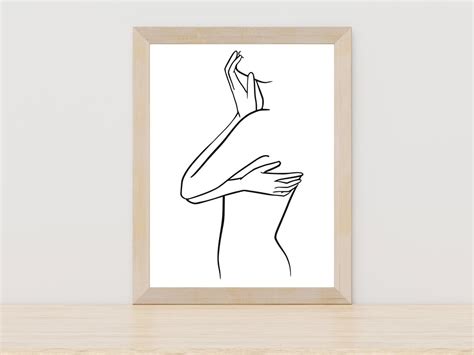 Naked Woman Line Art Woman Body Line Art Printable Female Line Drawing Woman Wall Art Woman