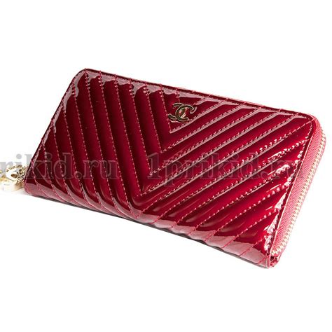 CHANEL(Шанель) кошелек на молнии женский бордовый натуральная кожа ...