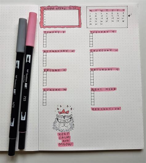 Easy One Page Bullet Journal Weekly Spread (My favourite) : r/bulletjournal