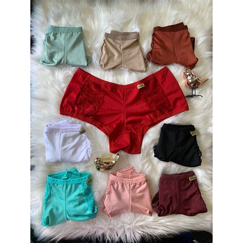 Kit Calcinha Short Microfibra linha lingerie de luxo Débora Shopee Brasil