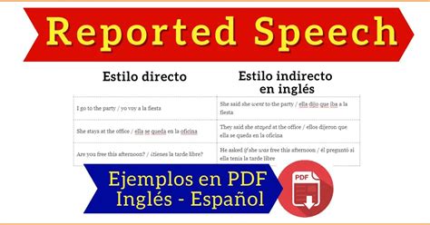 Reported Speech En Inglés Explicación Y Ejemplos Pdf