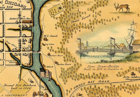 chicago map  vintage city poster print  matte paper etsy uk