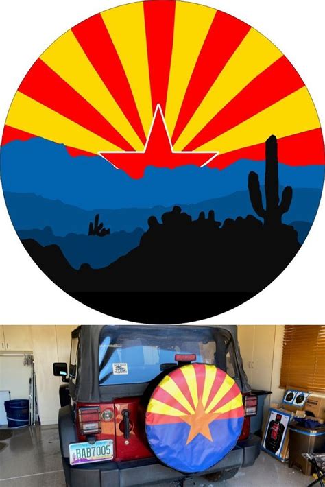 Arizona Flag Design With Desert Spare Tire Cover Custom Made To Your