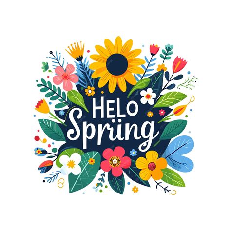 Premium Vector Hello Spring Background With Colorful Flowers Flat