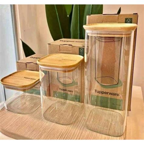 Kit Modulares De Vidro Tampa De Bambu Tupperware Shopee Brasil