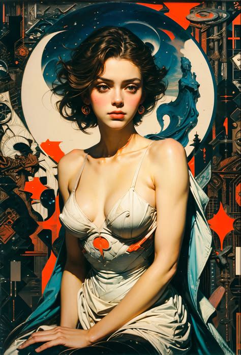 Arafed image of a woman in a white dress sitting on a chair - SeaArt AI