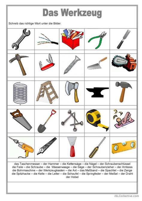 Werkzeuge Deutsch Daf Arbeitsbl Tter Pdf Doc