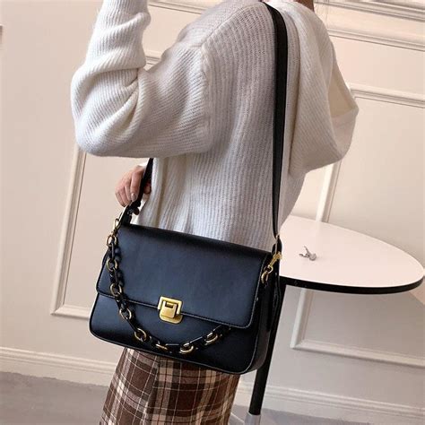 Buy Casual Pu Leather Crossbody Shoulder Bags Women Texture Simple Chain Square Handbag Women S