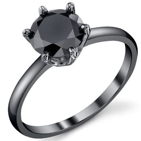 Black Sterling Silver 925 Solitaire Engagement Wedding Ring 1 25