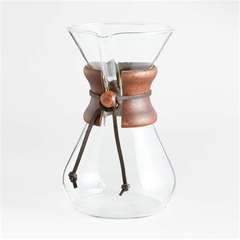 Chemex 8 Cup Glass Pour Over Coffee Maker With Dark Wood Collar Reviews Crate And Barrel