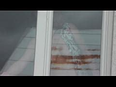 Sexy Milf Frina In Dressing Gown Without Panties And Bra Washes Windows Of Apartment And Is Not