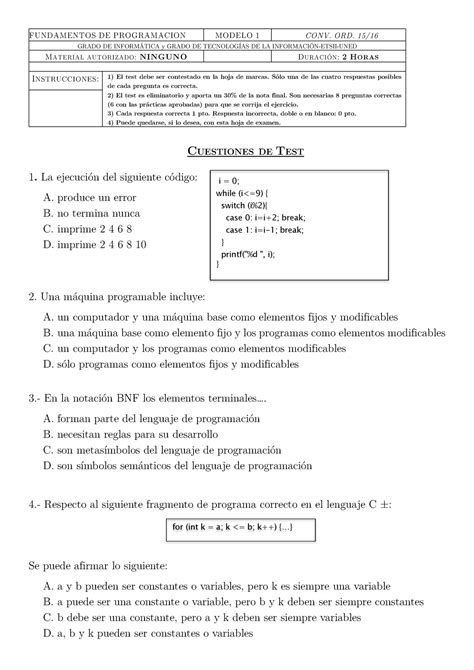 Examen Preguntas Y Respuestas Fundamentos De Programacion