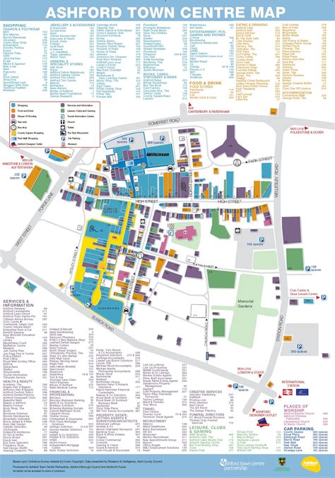 ashford town centre map  blue yellow  green